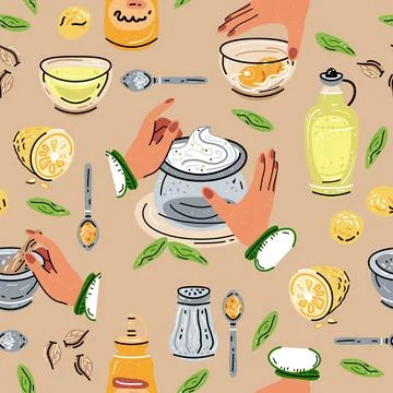 Bright seamless pattern for kitchen design, for the menu of restaurants Stock Illustration