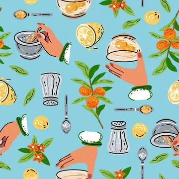 Bright seamless pattern for kitchen design, for the menu of restaurants Stock Illustration