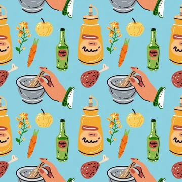 Bright seamless pattern for kitchen design, for the menu Stock Illustration