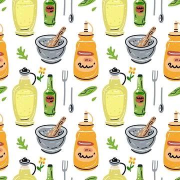Bright seamless pattern for kitchen design, for the menu Stock Illustration