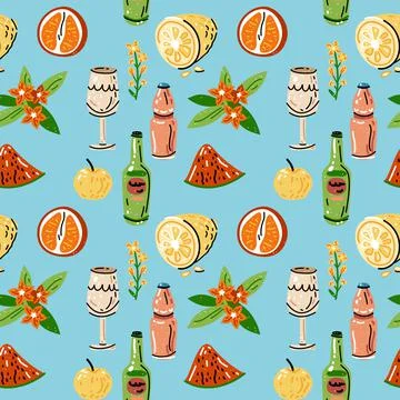 Bright seamless pattern for kitchen design, for the menu of restaurants, Illustrazione stock