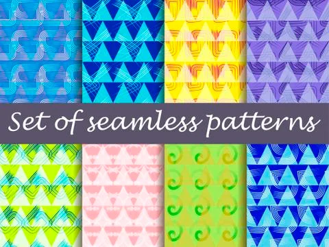 Bright seamless pattern with lines and triangles. For wallpaper, tiles, fab.. 스톡 일러스트