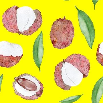 Bright seamless pattern with lychee Stock Illustration