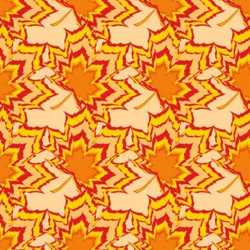 Bright seamless pattern with orange and red leaves 스톡 일러스트