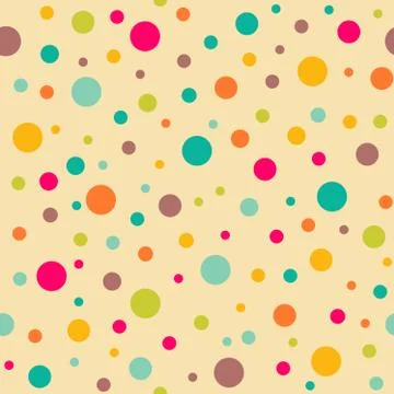 Bright seamless pattern with polka dots. Endless yellow background. Stock Illustration
