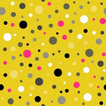 Bright seamless pattern with polka dots. Endless yellow background. Stock Illustration