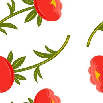 Bright seamless pattern with red flowers 11 Stock Illustration