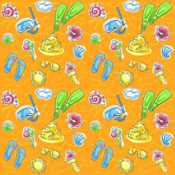 Bright seamless pattern with seashells Illustrazione stock