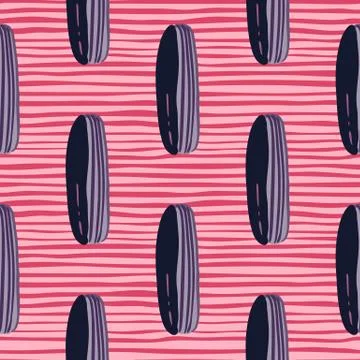Bright seamless pattern with simple doodle eclair silouettes. Dark navy blue  Stock Illustration