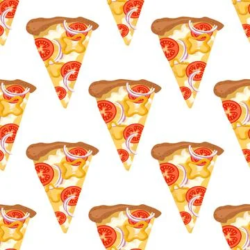 Bright seamless pattern with slices of pizza Stock Illustration