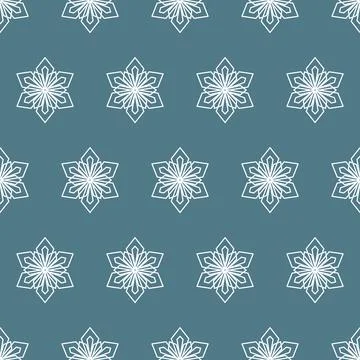 Bright seamless pattern snowflake mandala, geometric snowflake simple design Illustrazione stock