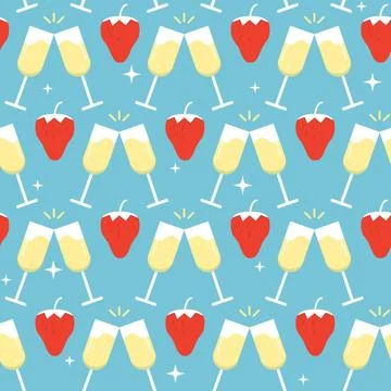 Bright seamless pattern with strawberry and cocktail Stock Illustration