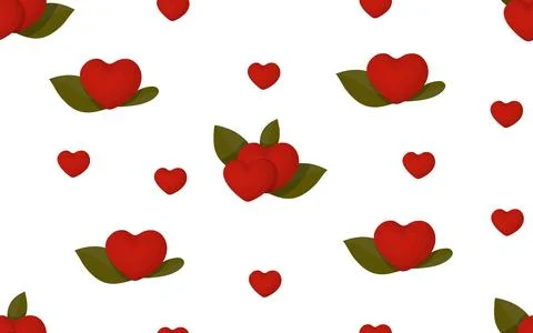 Bright seamless pattern of three-dimensional red hearts, perfect for decora.. Stock Illustration