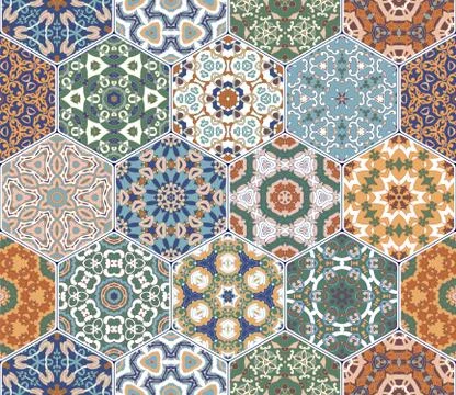 Bright seamless pattern tiles Stockillustratie