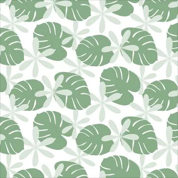 Bright seamless pattern in trendy green hues with hand drawn elements on a Stock Illustration