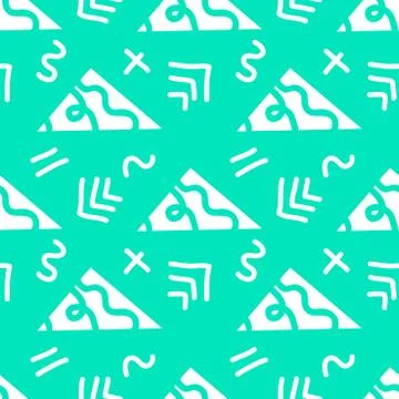 Bright seamless pattern, white and sea color . Abstract and geometric shapes, Stockillustratie