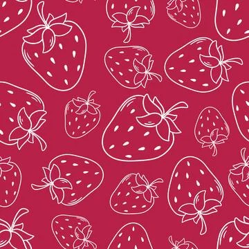 Bright seamless pattern with white strawberry silhouette Иллюстрация