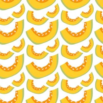 Bright seamless pattern with yellow melon slices vector Stock Illustration