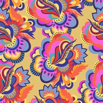 Bright seamless psychedelic pattern with abstract colorful elements. 库存插图