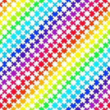 Bright seamless rainbow puzzle pattern Stock Illustration