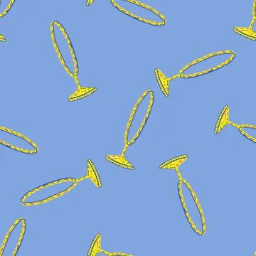 Bright seamless random pattern with yellow colored circus ring print. Blue ba Stockillustratie