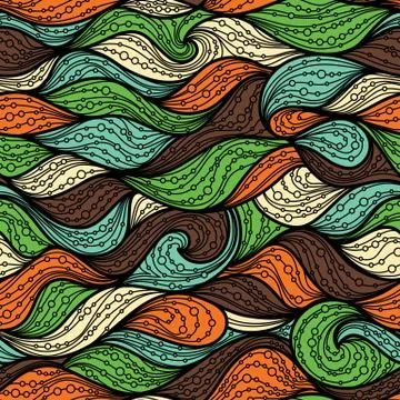 Bright seamless wave pattern. Stock Illustration
