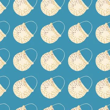 Bright seamless wizard pattern with magic cauldron ornament in light yellow c Illustrazione stock