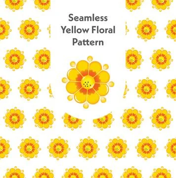 Bright Seamless Yellow Floral Pattern with Cute Flowers Stock Illustration