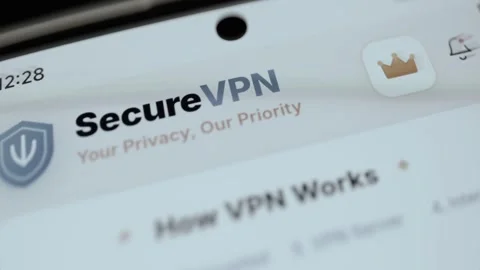 Bright SecureVPN mobile application header Stock Footage 342490496