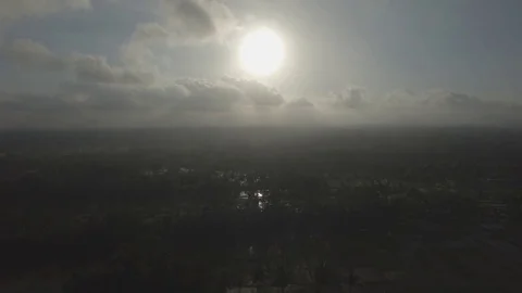 Bright setting sun above rice fields, Ubud Stock Footage 79671168
