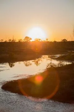 The bright setting sun Foto stock