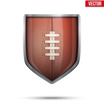 Bright shield in the rugby ball inside. Vector. Stock Illustration