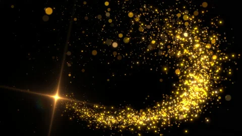Bright shining golden light star trails Stock Footage 233490657
