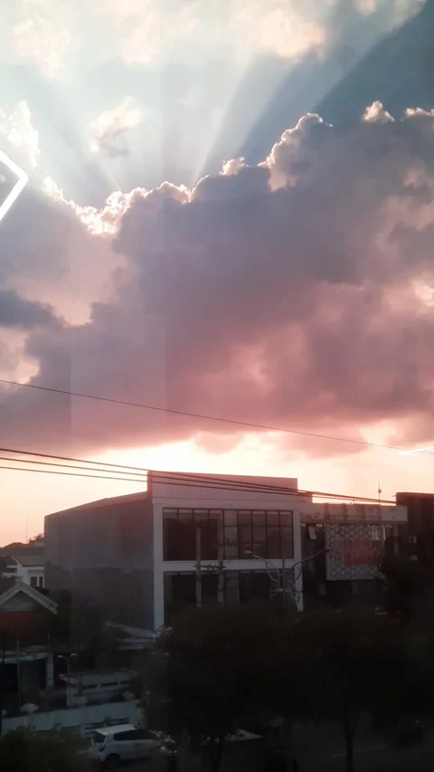 Bright Shining Sky at Sunset, Vertical Footage Video stock 335694724