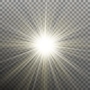 Bright shining star. Bursting explosion. Transparent effect. EPS 10 vector Illustrazione stock