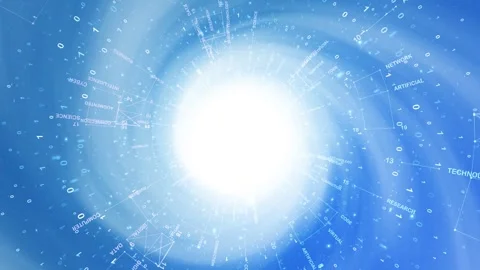 Bright shiny artificial intelligence science word cloud background Stock Footage 334083566
