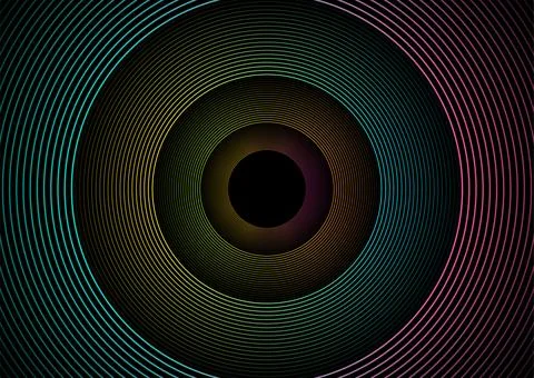 Bright shiny linear circles abstract futuristic tech background 库存插图
