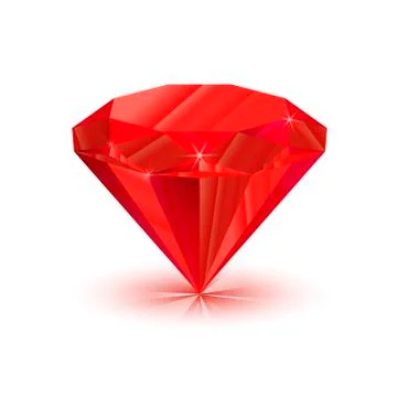 Bright shiny ruby on white Illustrazione stock