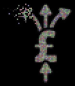 Bright Shredded Dot Halftone Divide Pound Payments Icon Stock Illustration