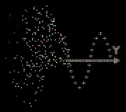 Bright Shredded Dot Halftone Dotted Sinusoid Plot Icon Ilustración de archivo