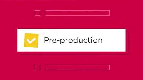 A bright sign that appears with the name Pre-production. 2D Stock Footage 212323883