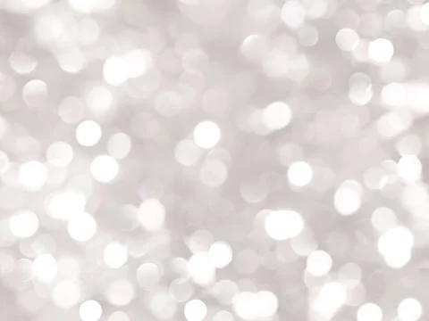 Bright silver bokeh background, blurred, silver, white circles, spots, holida Stock Illustration