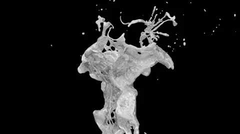 Bright silver splash in slow motion, on black background (FULL HD) Stock Footage 50436853