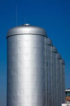 Bright silver tanks Stock Photos