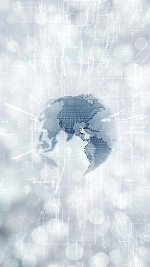 Bright silver white back with earth globe loop rotation vertical animation Stock Footage 345523631