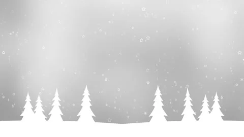 Bright silver white winter sky with illustrated snow landscape Stock Footage 346786054