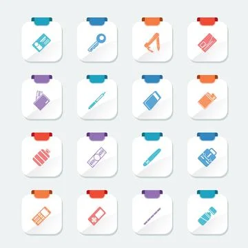 Bright Simple Vector Object Icons Stock Illustration