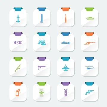 Bright Simple weapon, arms and war icons Stock Illustration