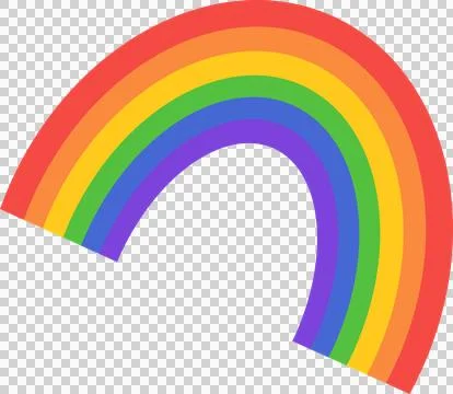 Bright six-color rainbow arc is spanning across flat design, transparent Stock Illustration