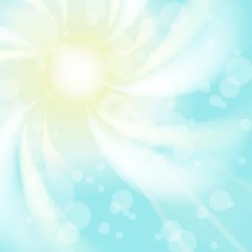 Bright sky with clouds and sun rays. Nature background. Vector illustration. Stock Illustration